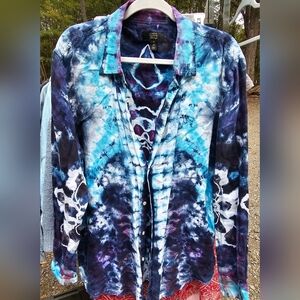 Club Room Linen Multicolor Tie-Dye Shirt XL